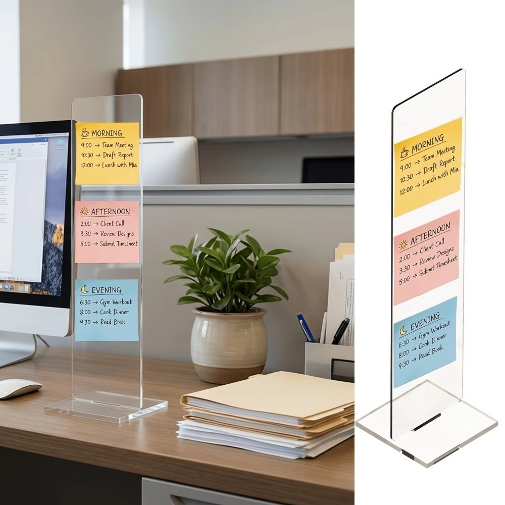 Sticky Memo Holder - Dayanıklı Akrilik Not Panosu Çıkarılabilir Dikey