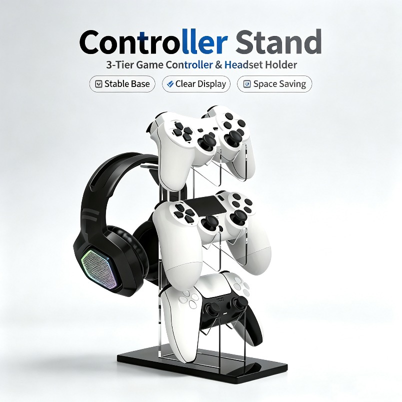 Desk Setup Ps5 - Kulaklık Askılı Kontrolcü Tutucu 3 Katmanlı