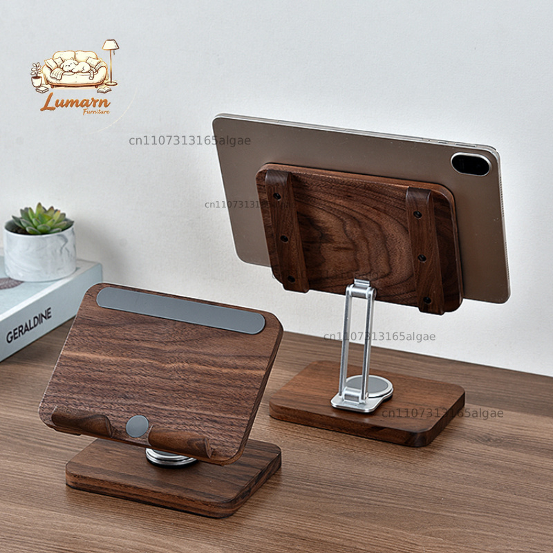 Desk Setup Tablet - Siyah Ceviz iPad Standı 360 Dereceli