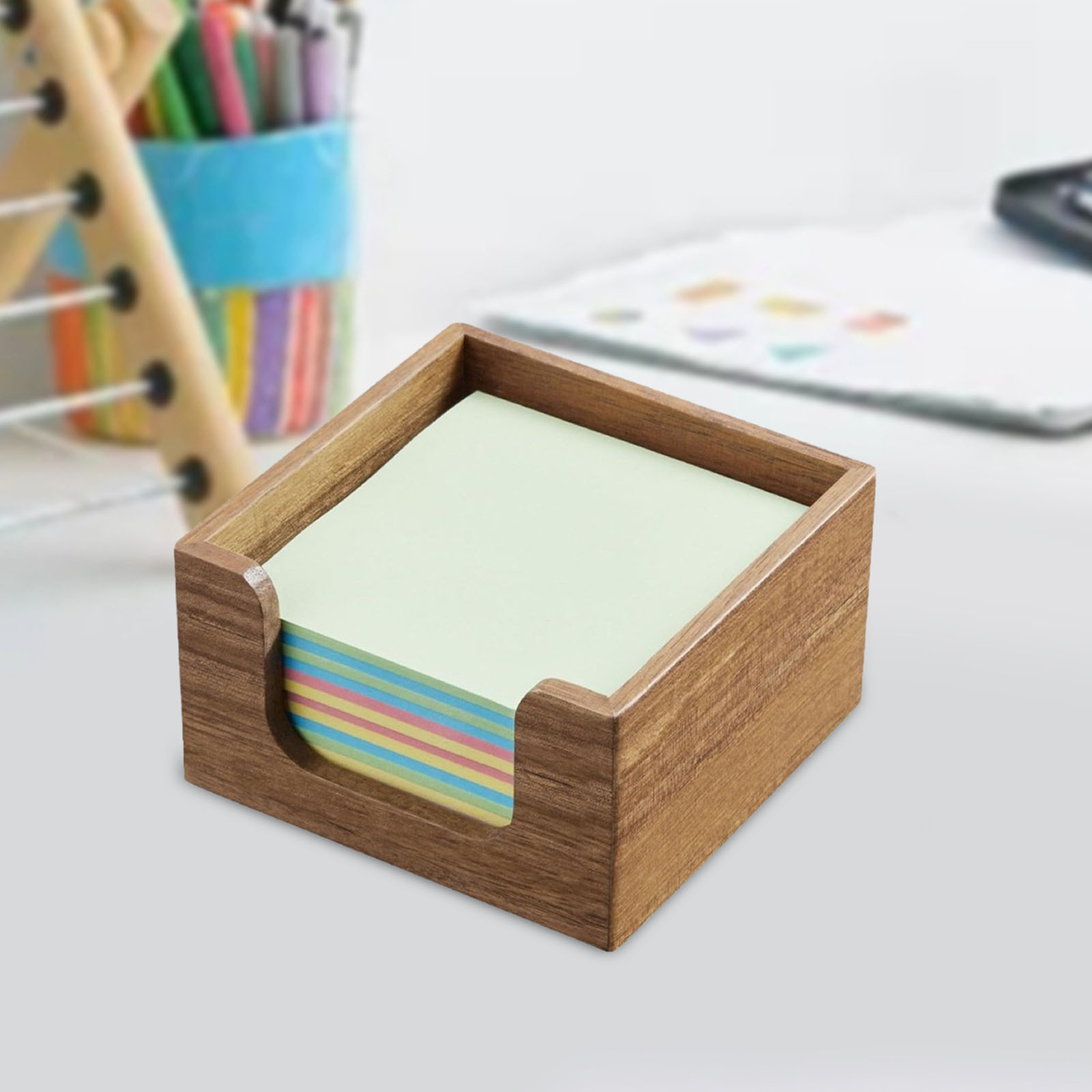 Sticky Memo Holder - Akasya Ahşap Yapışkan Not Tutucu, Not
