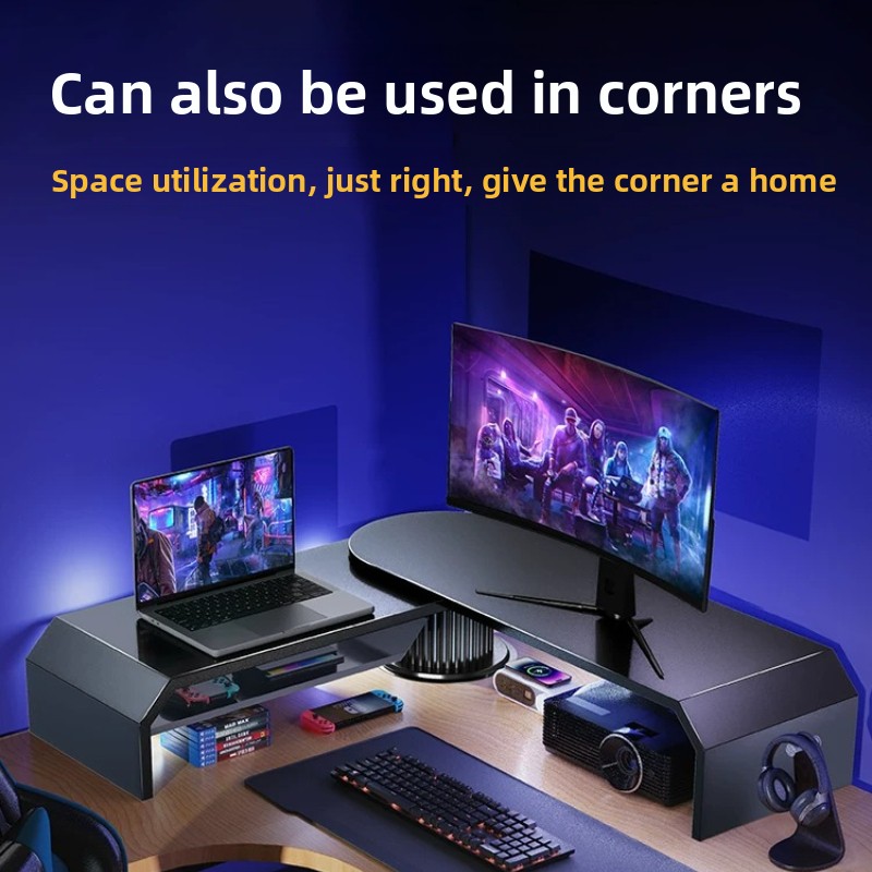 Desk Setup Monitor And Laptop - Oyun Çift Monitör Standı Ofis Ekran