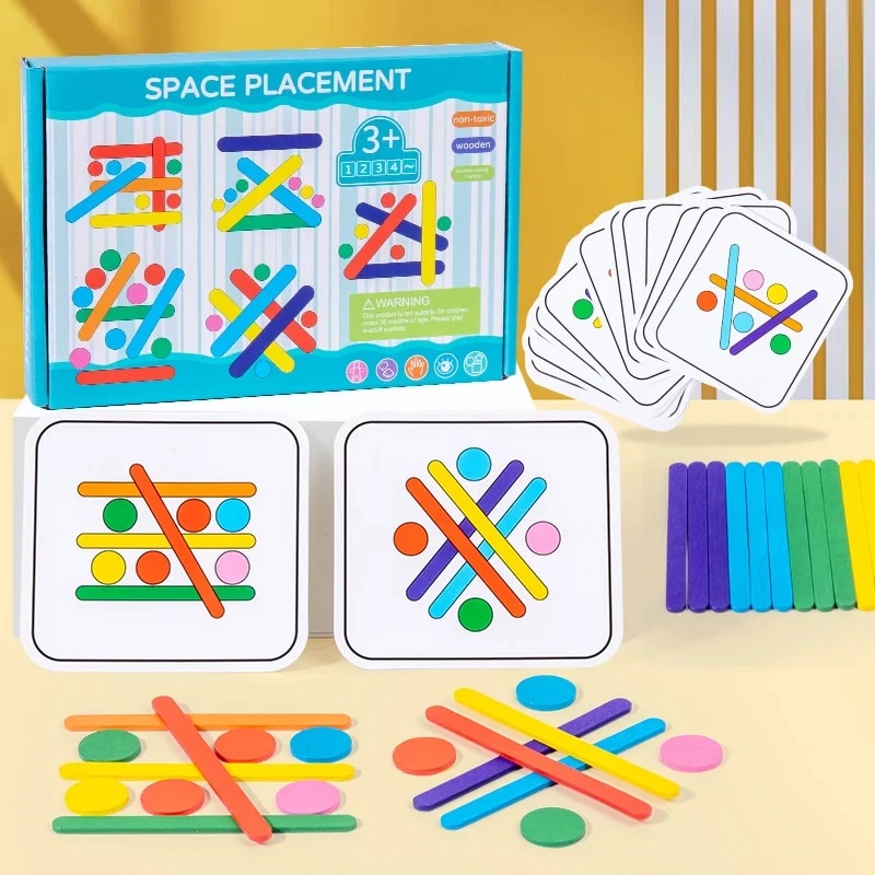 Desk Setup Kids - Çocuklar Gökkuşağı Sopa Düşünme Bulmaca Ahşap