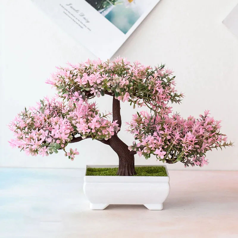 Desk Setup At Home - Yapay Bitkiler Bonsai Sahte Bitki Çiçekler