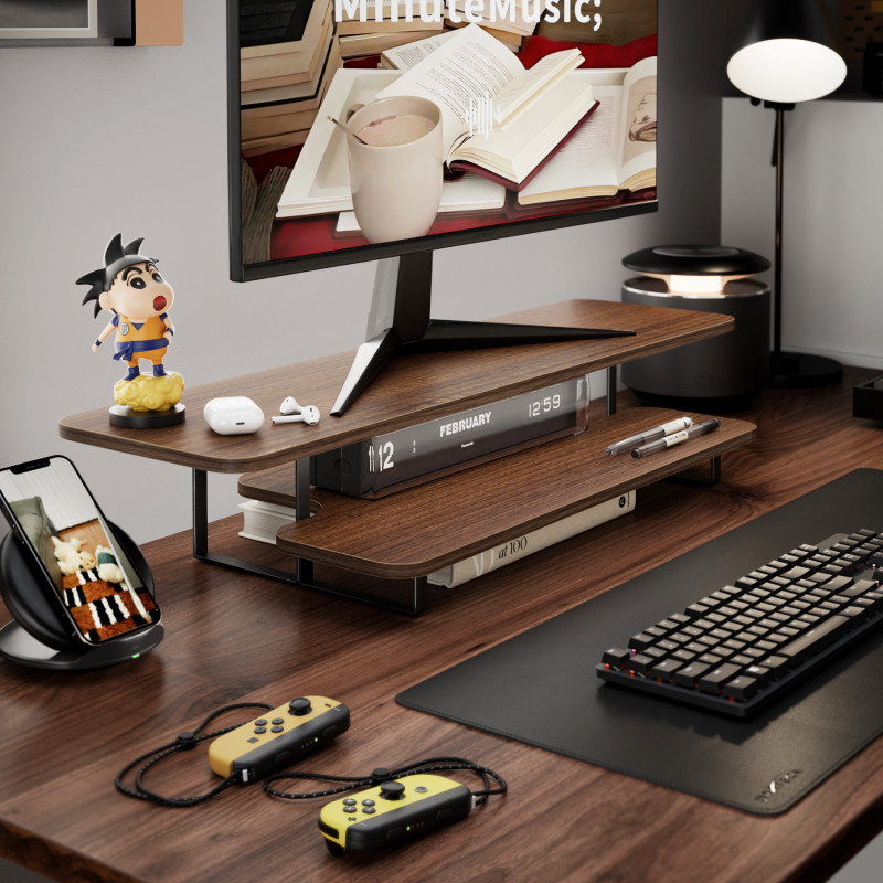 Ceviz Kaplama Monitör Standı Y - Desk Setup Monitor And Laptop incelemesi ve fiyatı